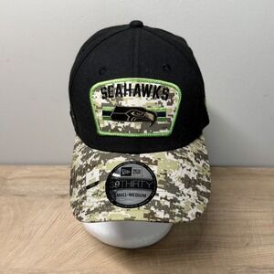 New Era Seattle Seahawks Salute to Service Camo 39THIRTY Fitted Hat Small Medium